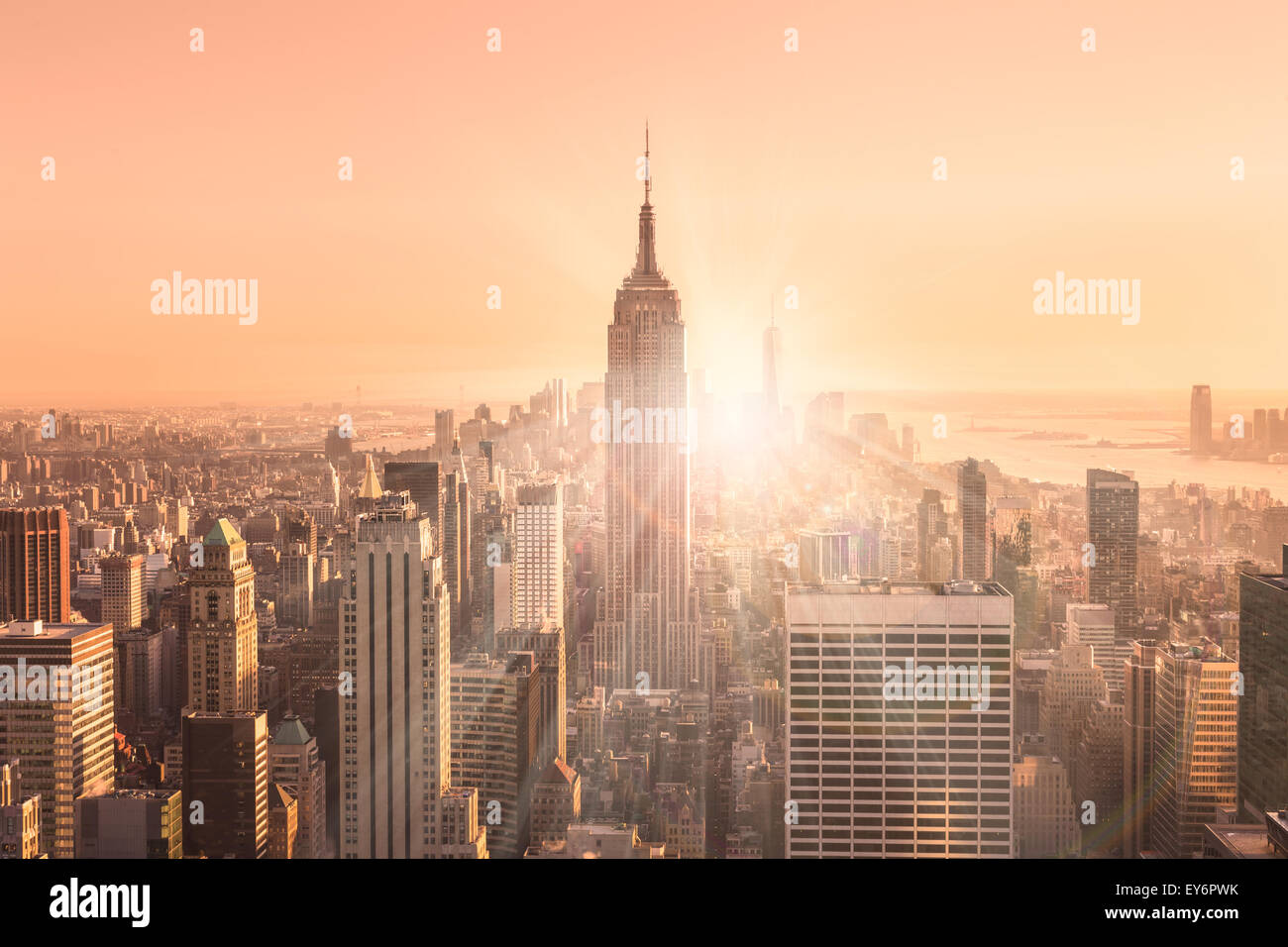 New York City Manhattan skyline in sunset Stock Photo - Alamy