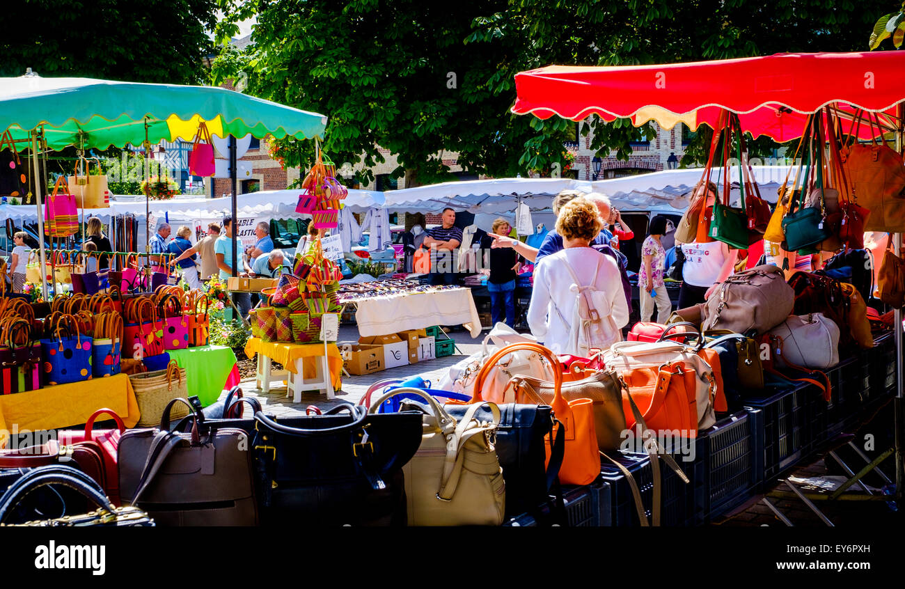 Market stalls in Honfleur, Normandy, France Stock Photo Alamy