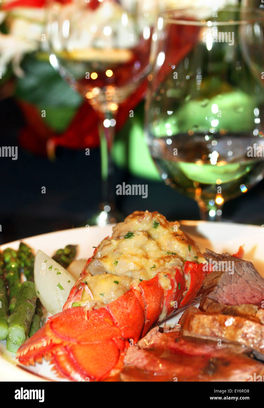 Gourmet lobster dinner at the fine restaurant Stock Photo Alamy
