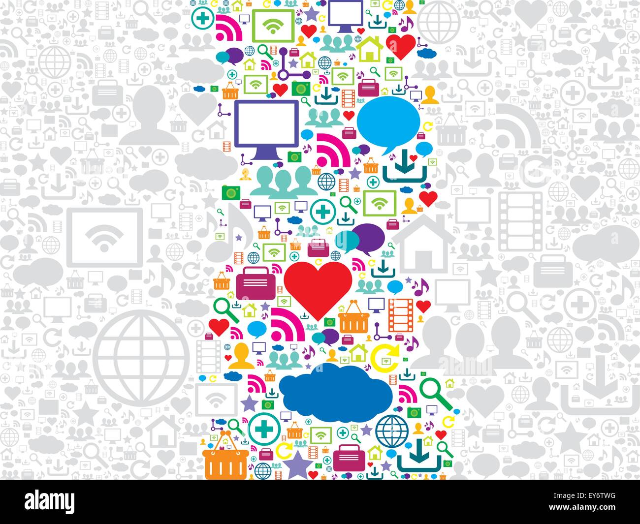 seamless pattern with social media and technology icons Stock Vector ...