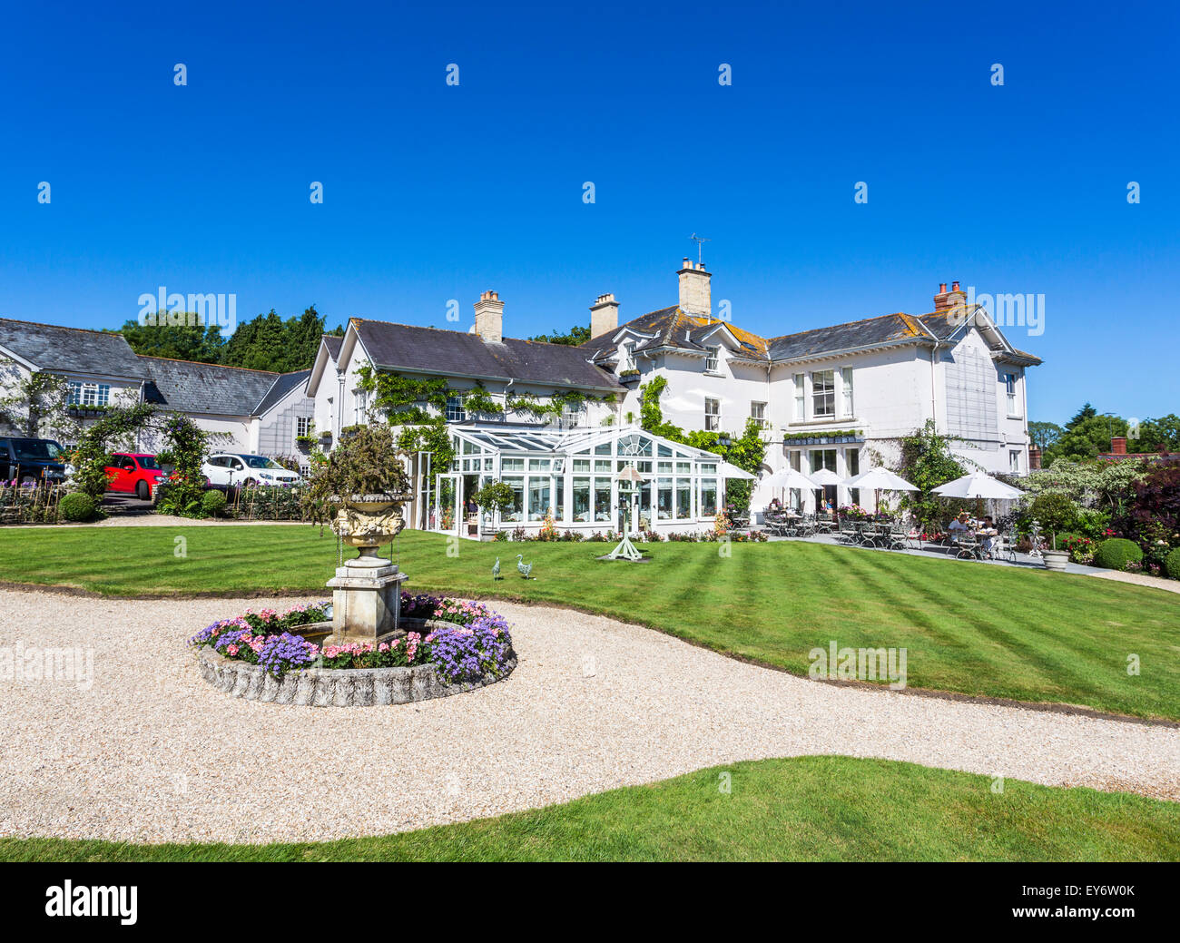 Summer Lodge Country House Hotel, Evershot, a small village in Dorset, near Dorchester, south-west England, in summer Stock Photo