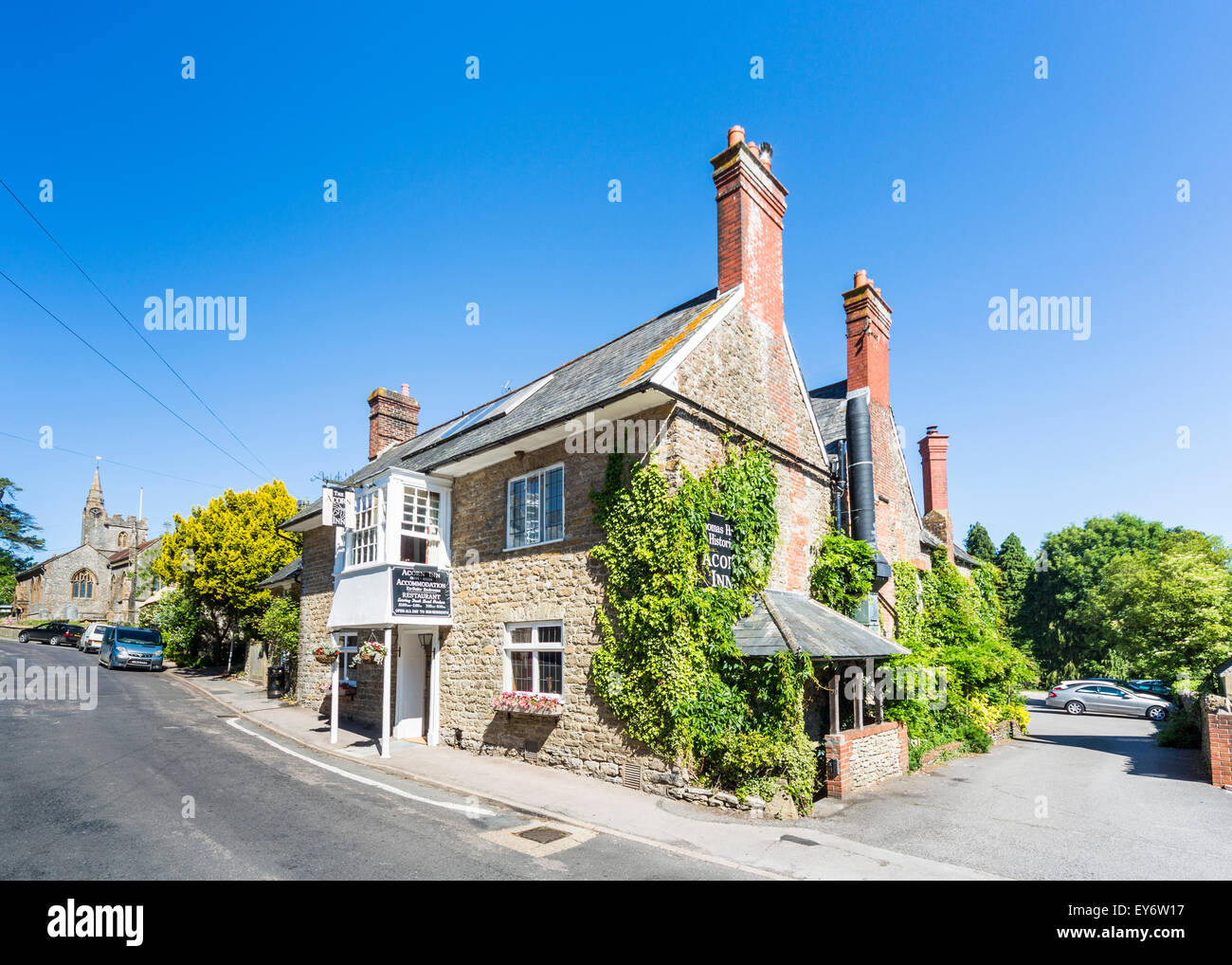 The Acorn Inn, a country pub in Evershot, a small village in Dorset