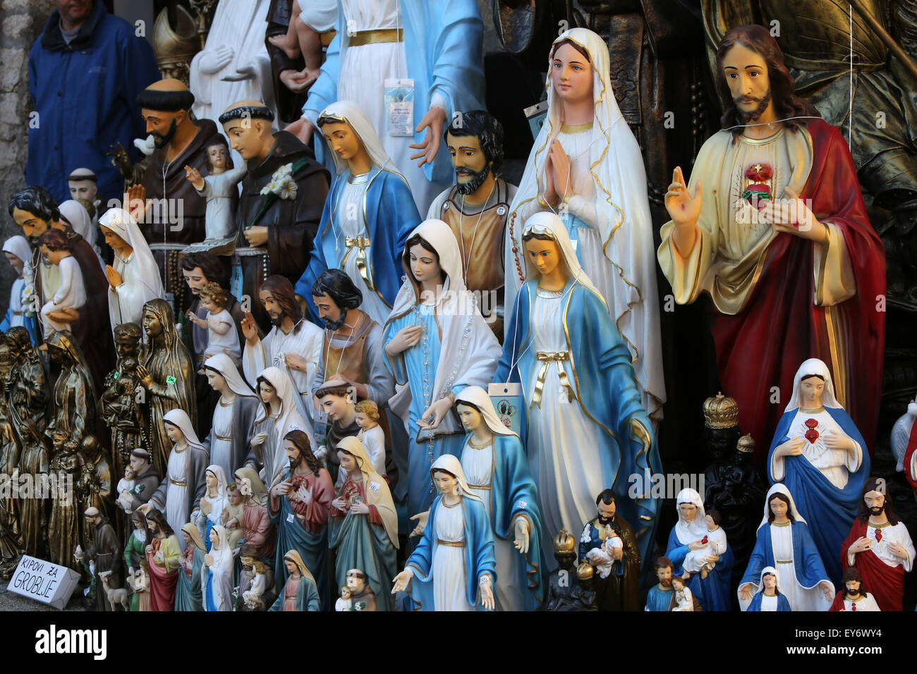 Catholic Religious items, figurines of saints in one of the Souvenir ...