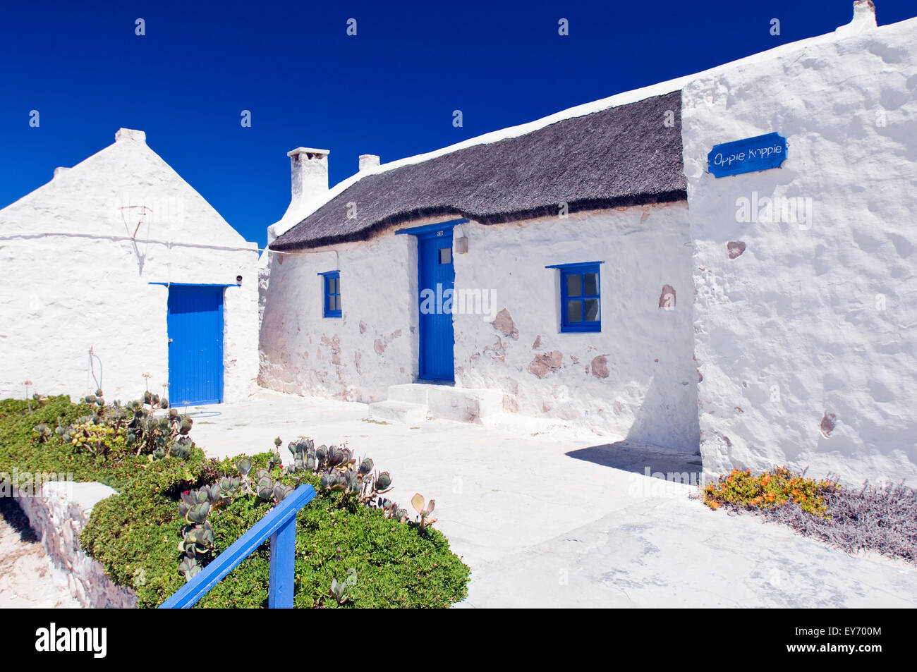 Fisherman's cottages at Kassiesbaai in Arniston. Image take on a clear sunny day. Stock Photo