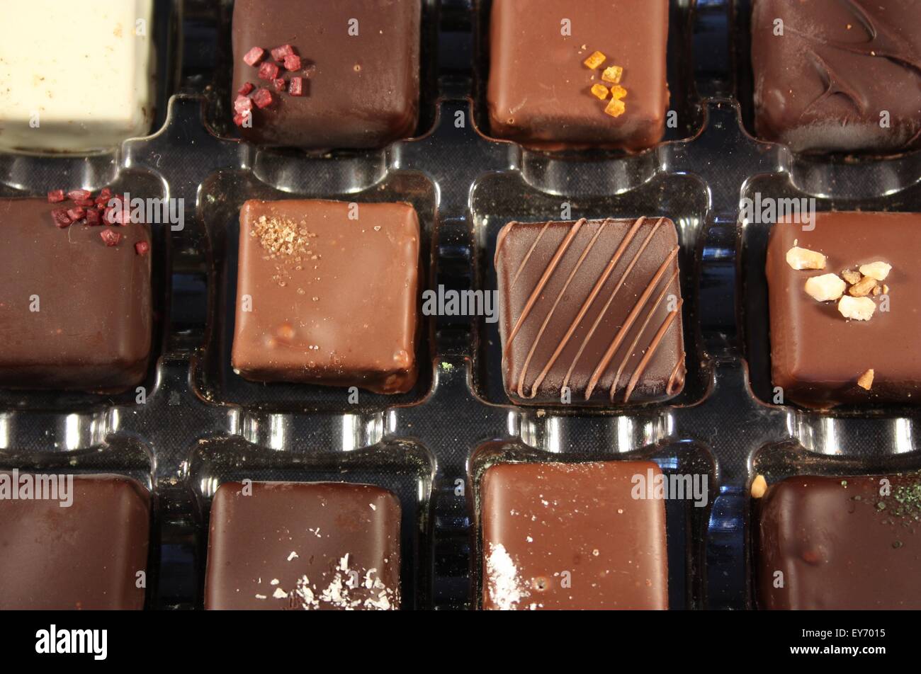Chocolate candy in a box Stock Photo Alamy