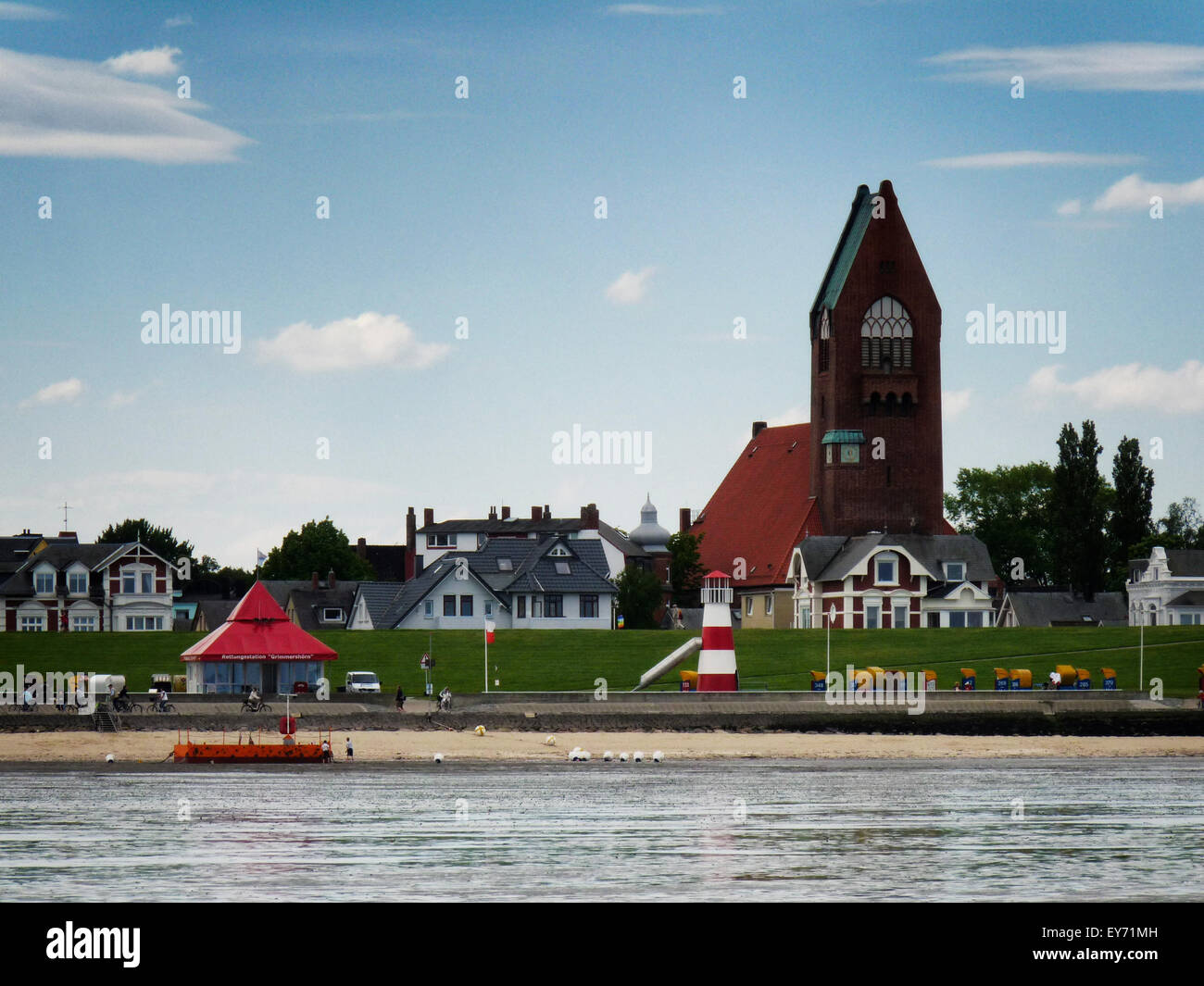 Cuxhaven town from the North Sea on a sunny day Stock Photo