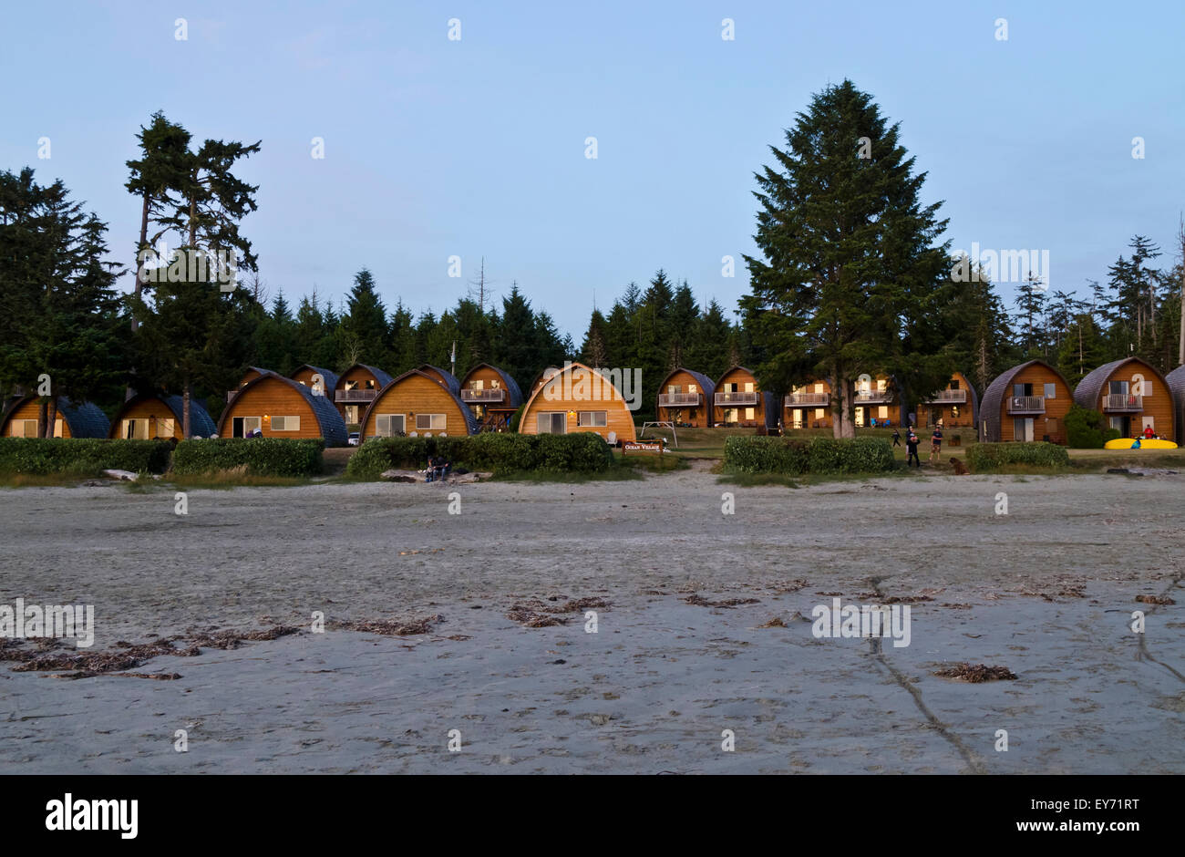 Wood Cabins Of Ocean Village Resort In Tofino Bc Canada At