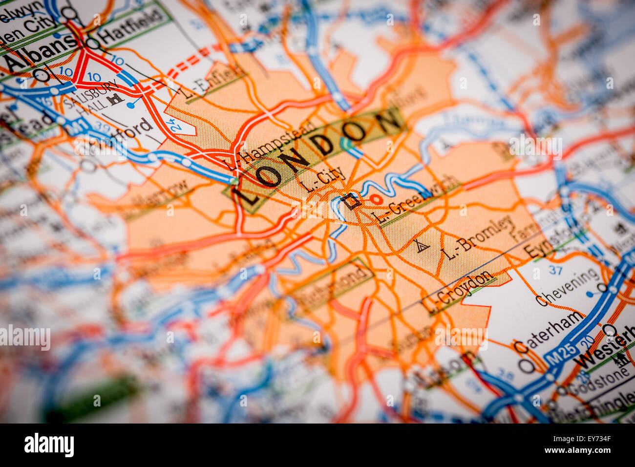 Map Photography: London City on a Road Map Stock Photo - Alamy