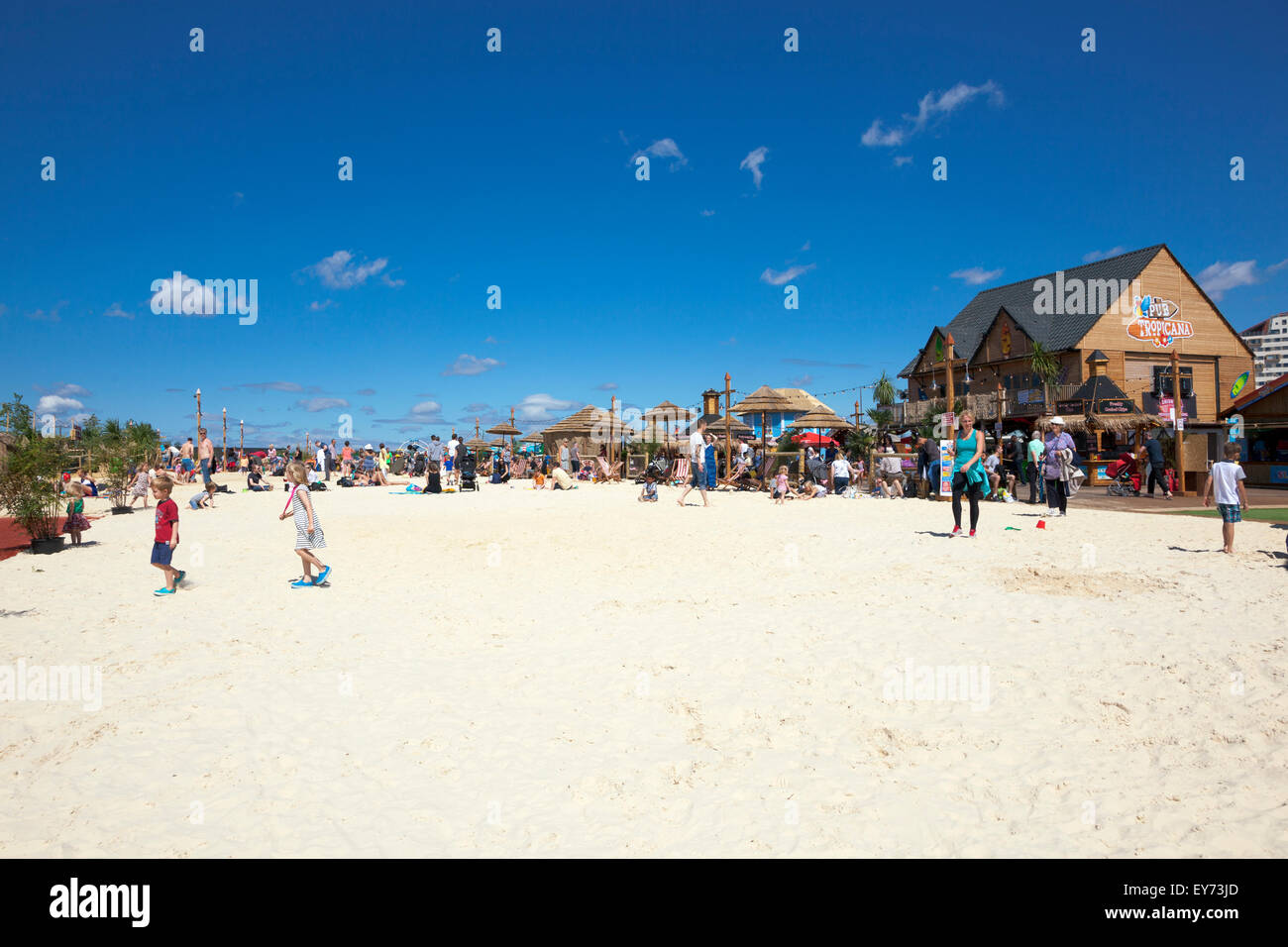 19th July 2015 - Beach East at the Olympic Park in Stratford, London, UK - UK's largest urban beach Stock Photo