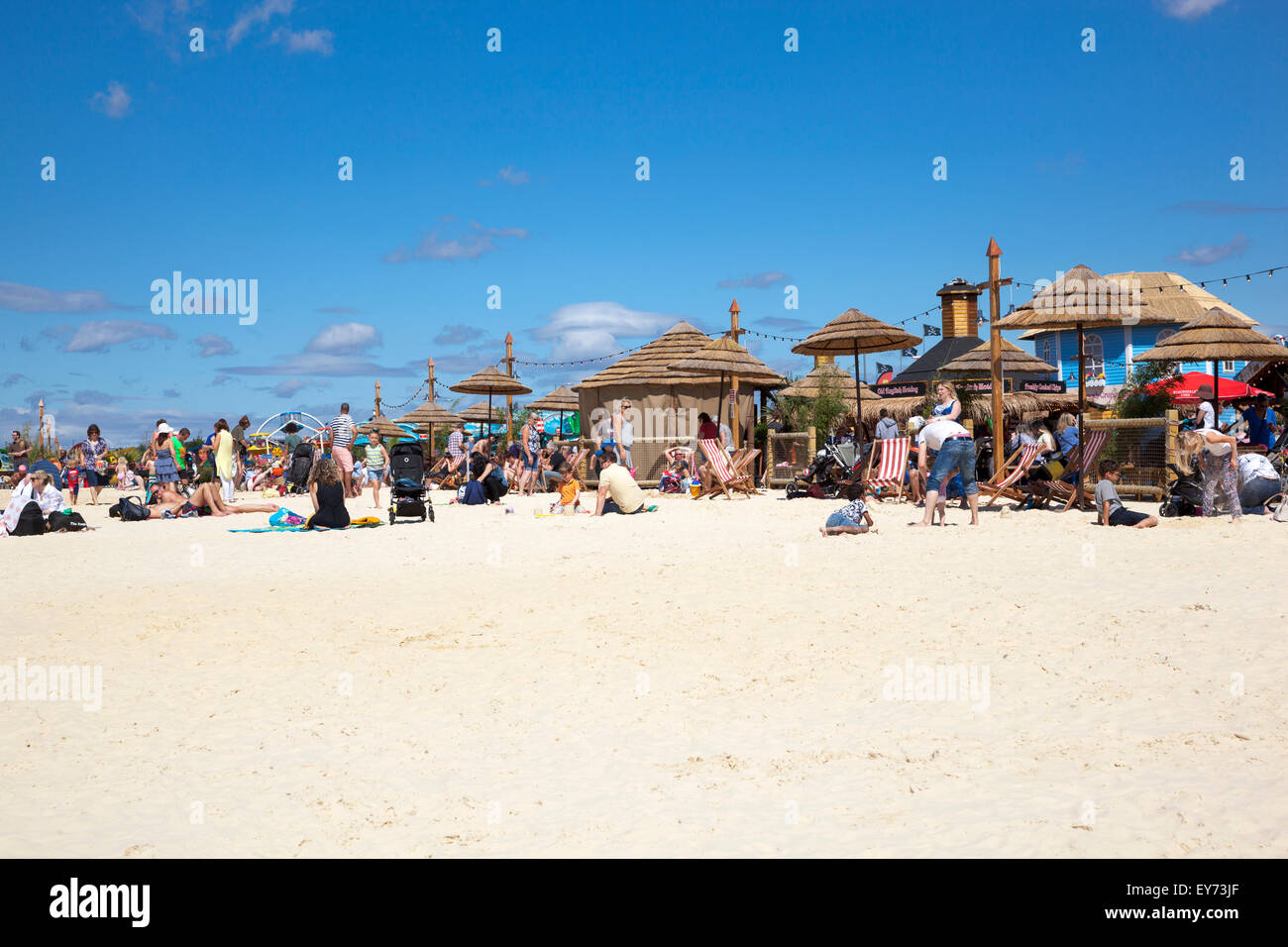 19th July 2015 - Beach East at the Olympic Park in Stratford, London, UK - UK's largest urban beach Stock Photo