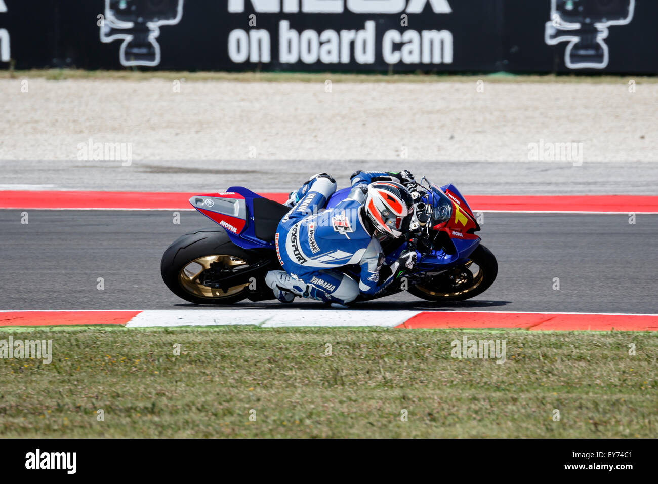 Misano Adriatico, Italy - June 20, 2015: Yamaha YZF R6 of MG Competition Team, driven by CLERE Hugo Stock Photo