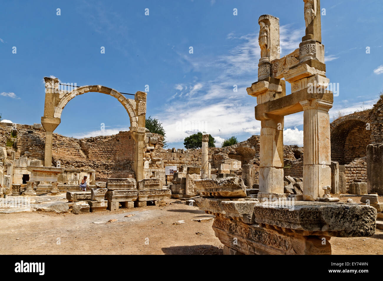 Remains at the ancient city of Ephesus near Selcuk, Kusadasi, Turkey. Stock Photo