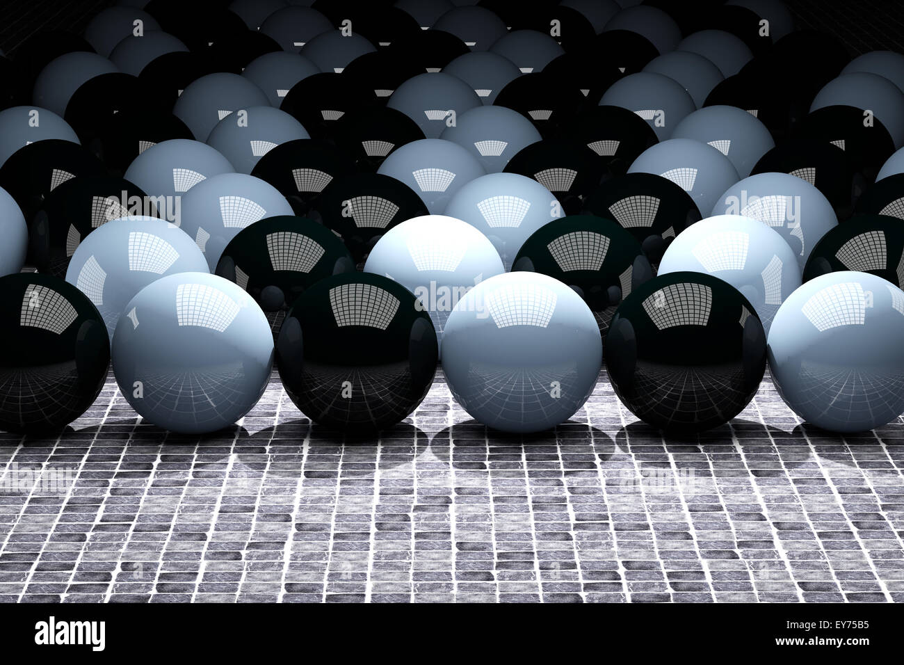 3d rendering of a lot of black and white colored balls Stock Photo - Alamy