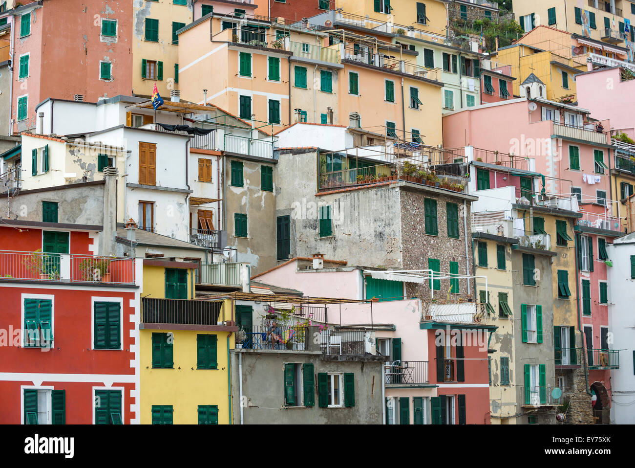 Detail view of the houses of Manarola Stock Photo Alamy