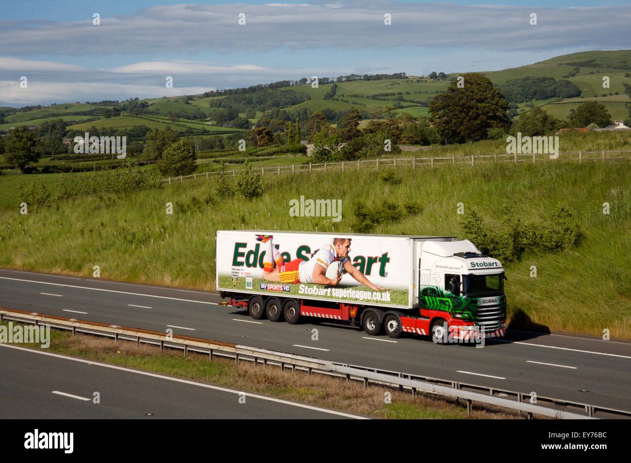 Edie Stobart lorry on M6, Cumbria, south of Kendal Stock Photo