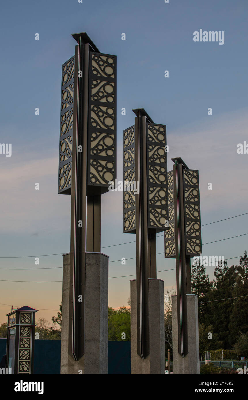 Modern pillars in Walnut Creek California. Stock Photo
