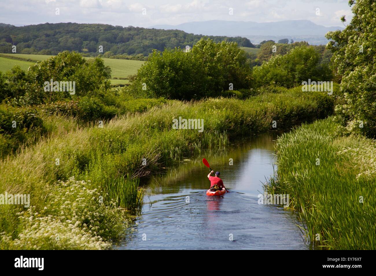 kayaking on Lancaster Canal, Lancashire Stock Photo