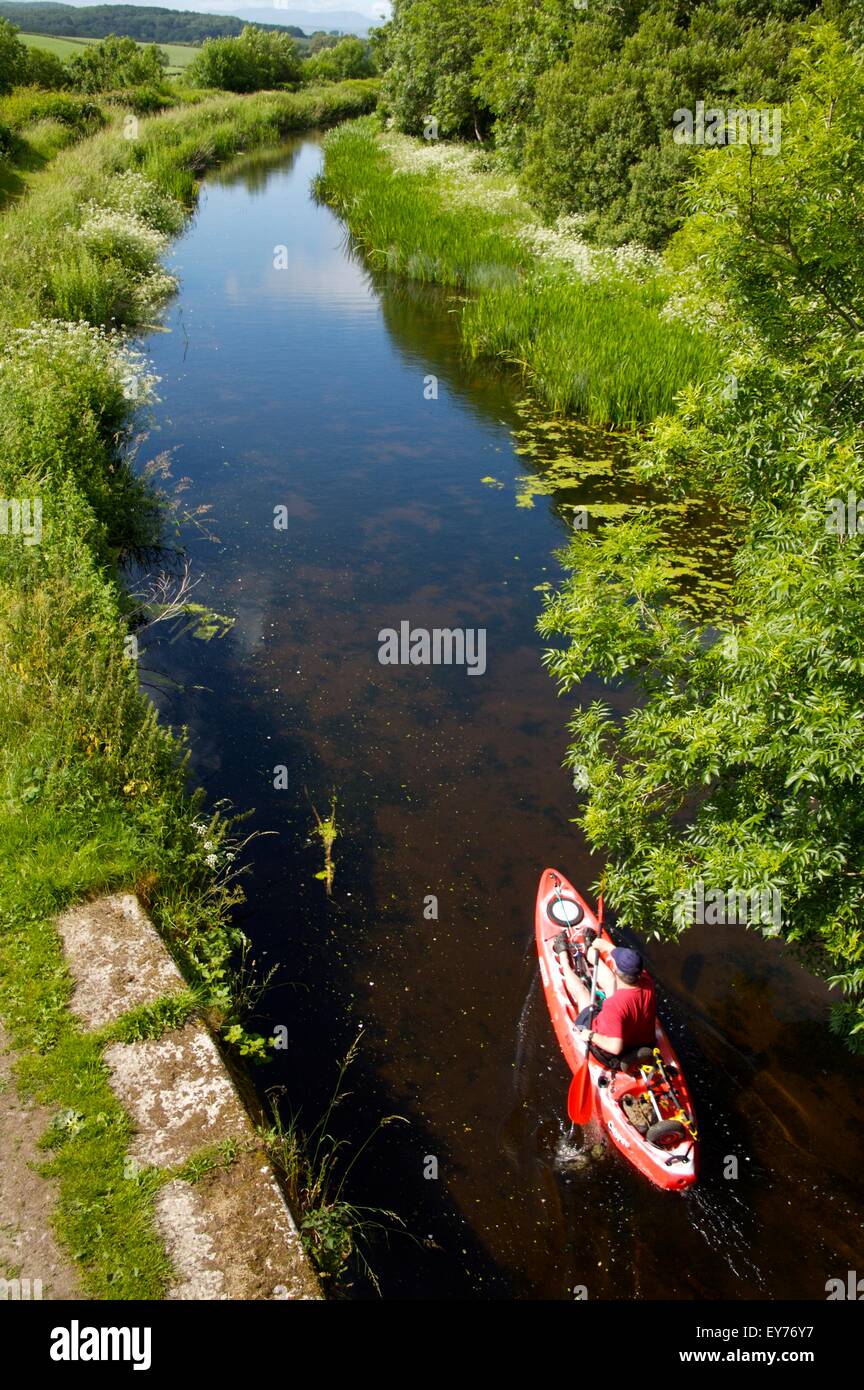 kayaking on 'Northern Reaches' of Lancaster Canal, Cumbria Stock Photo