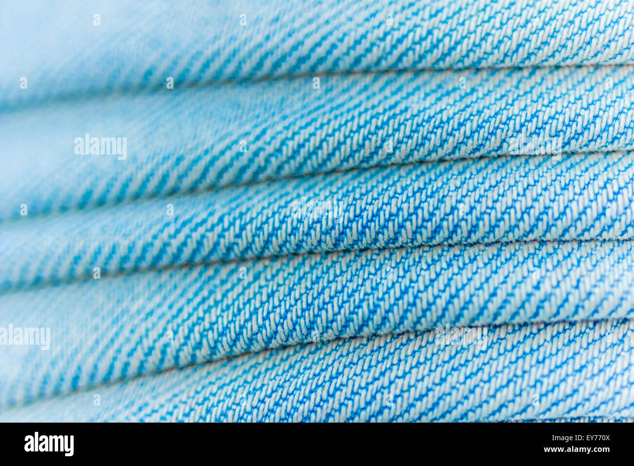 blue jeans texture. Focus in the center of the frame Stock Photo