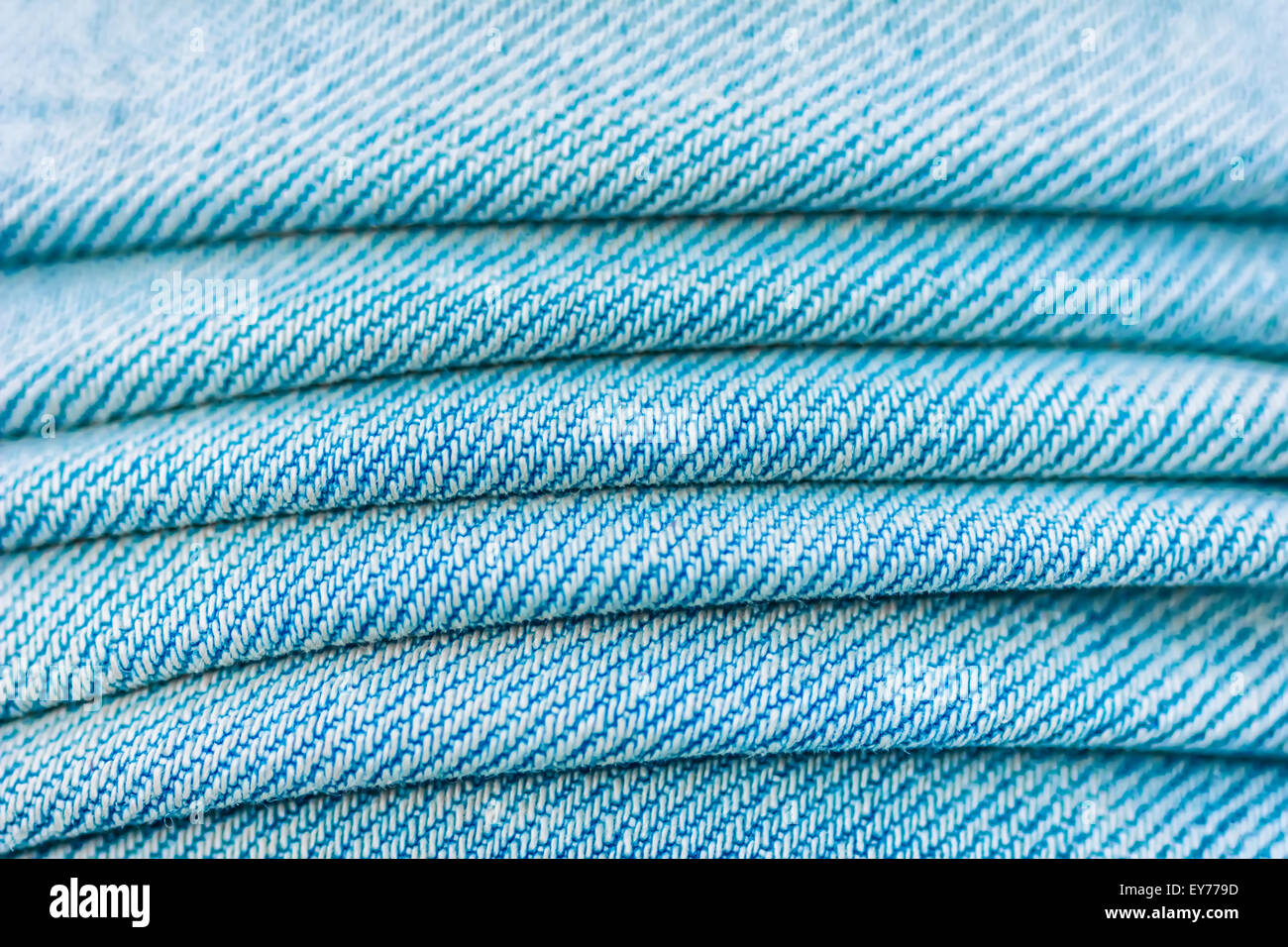 blue jeans texture. Focus in the center of the frame Stock Photo