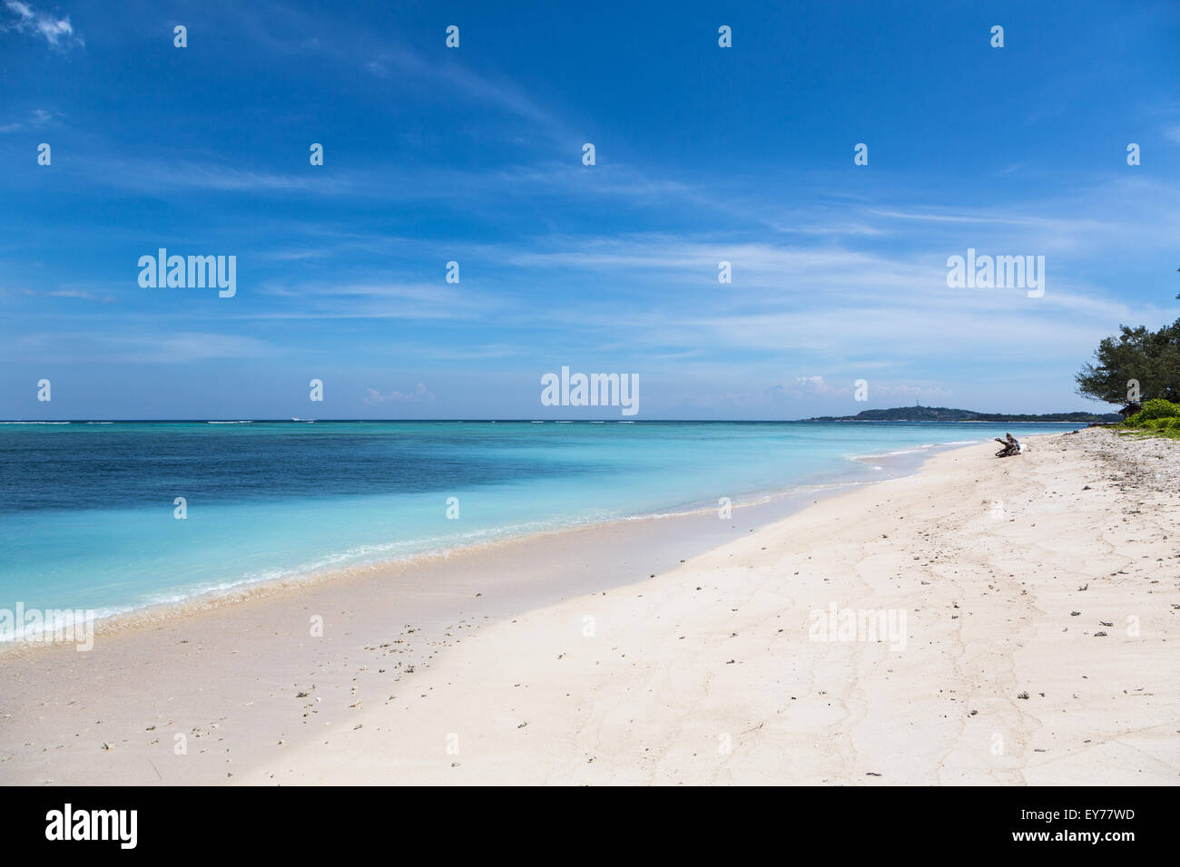 Gili Air is a tiny tropical island that lies just off the coast of Lombok in Indonesia. Stock Photo