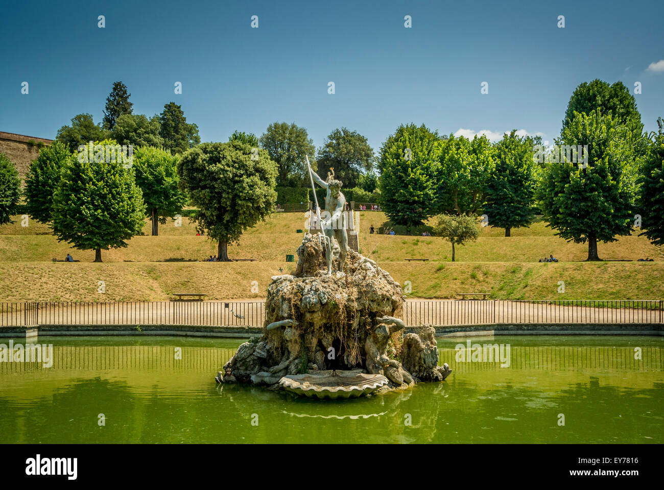 Fountain of Neptune in the Boboli Garden, Florence, Italy. Stock Photo