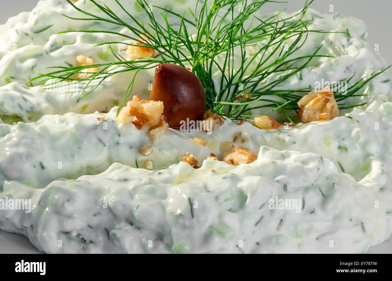 Closeup of yogurt salad with dill and cucumber Stock Photo Alamy