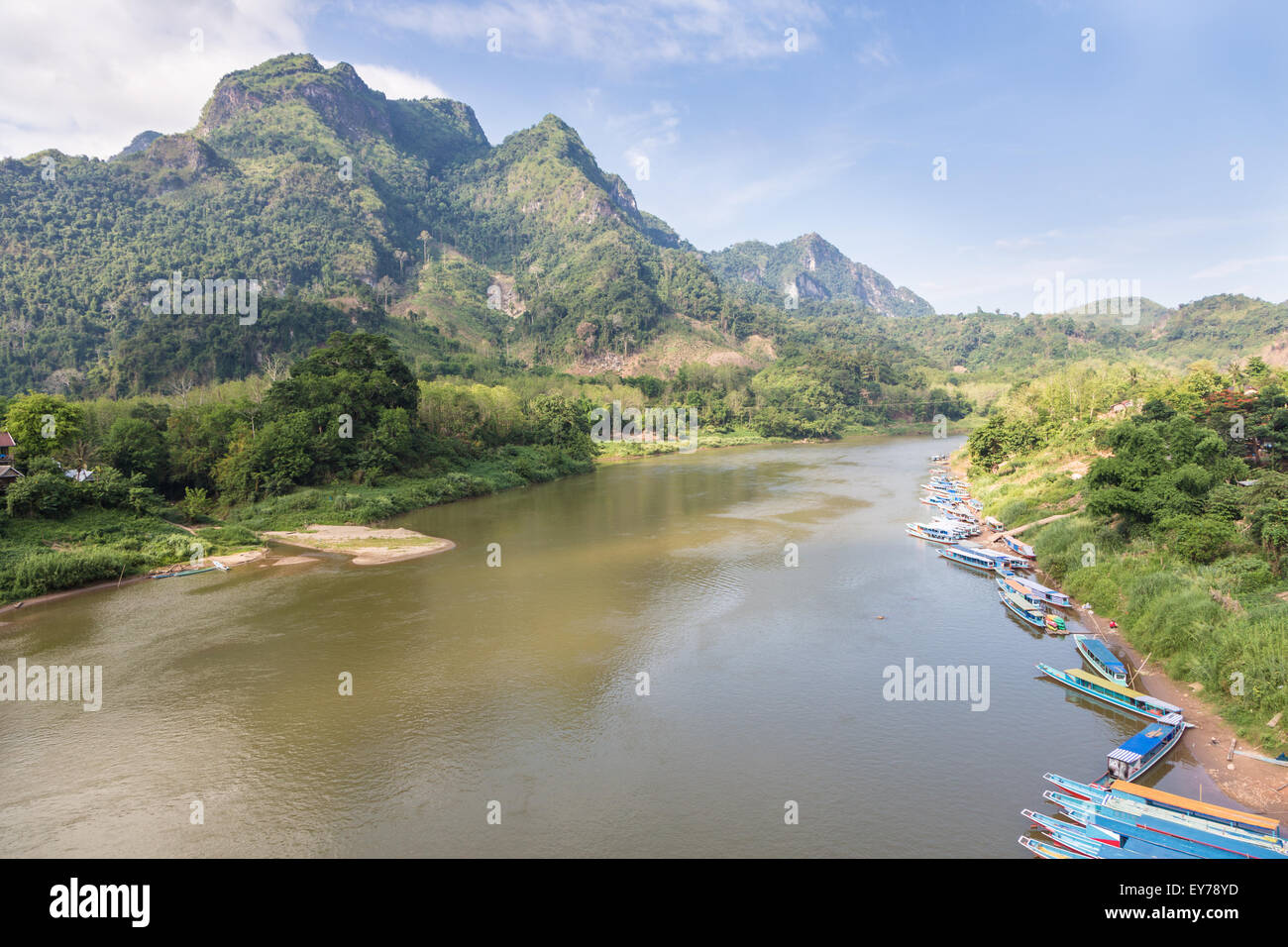 Stunning limestone landscape around the village of Nong Khiaw, by the Nam Ou river in the Luang Prabang province in North Laos Stock Photo