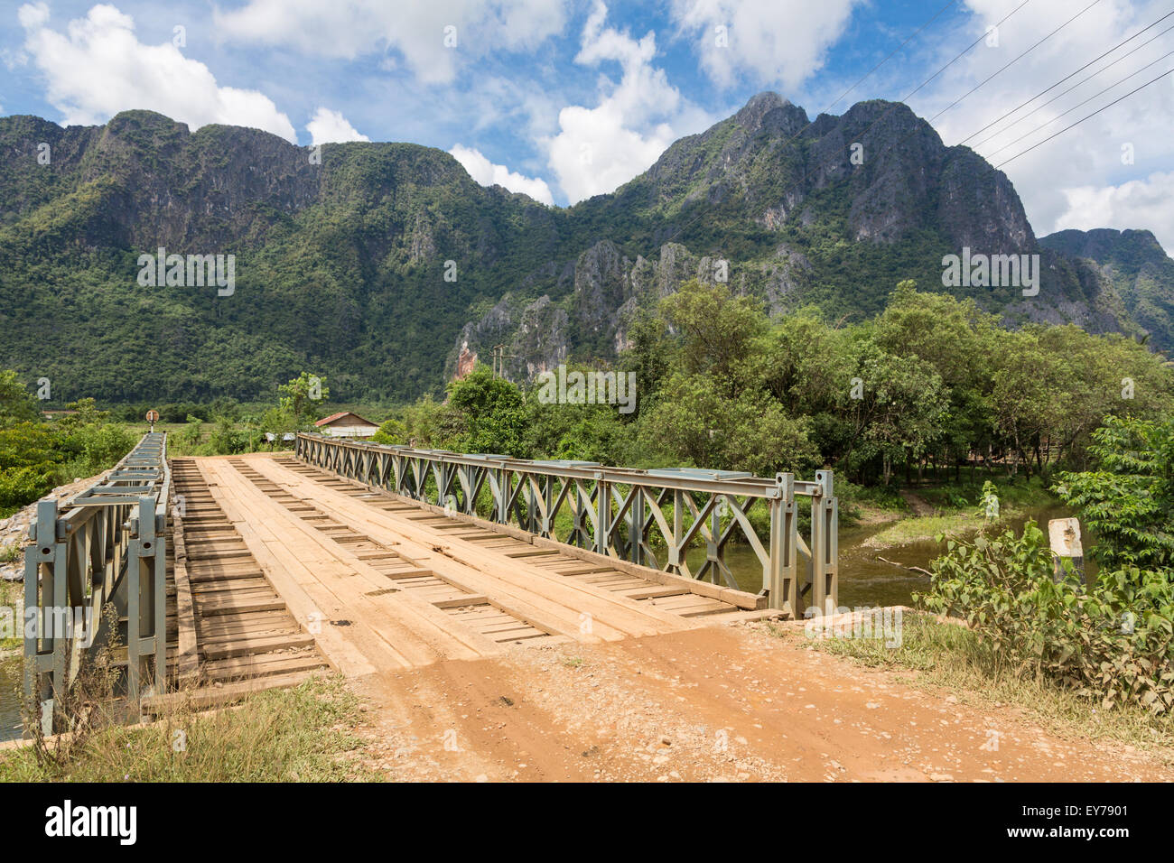On the road in the very beautiful countryside around Vang Vieng in Laos Stock Photo
