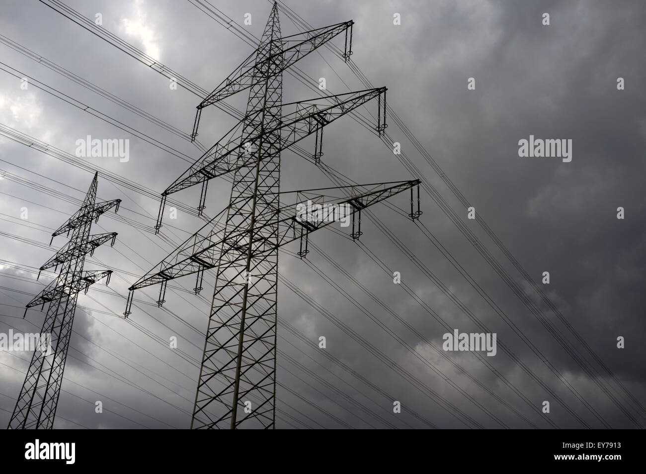 High-voltage electricity pylons Germany Stock Photo - Alamy