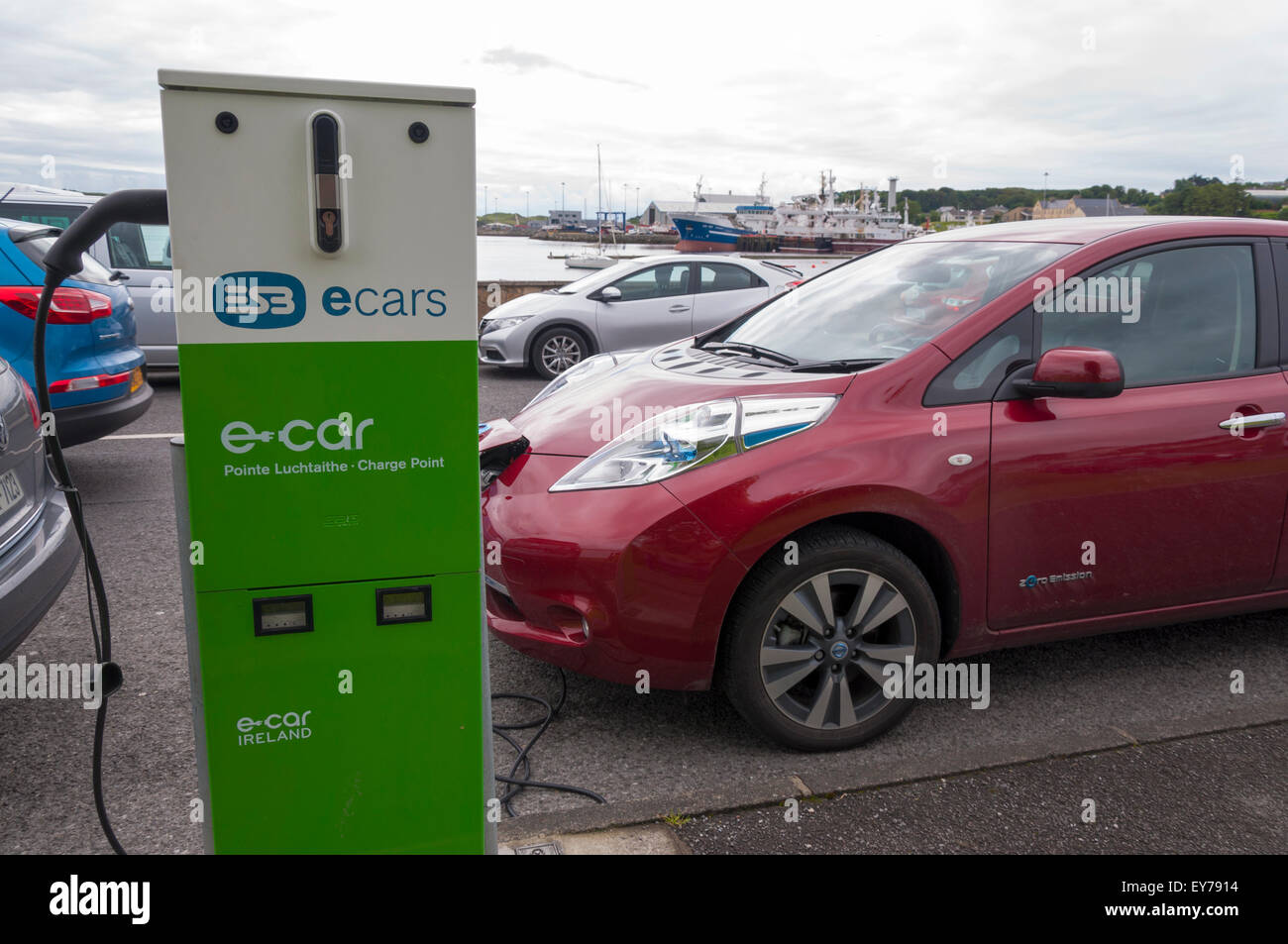 ESB e-car charge point in Killybegs, County Donegal, Ireland Stock Photo