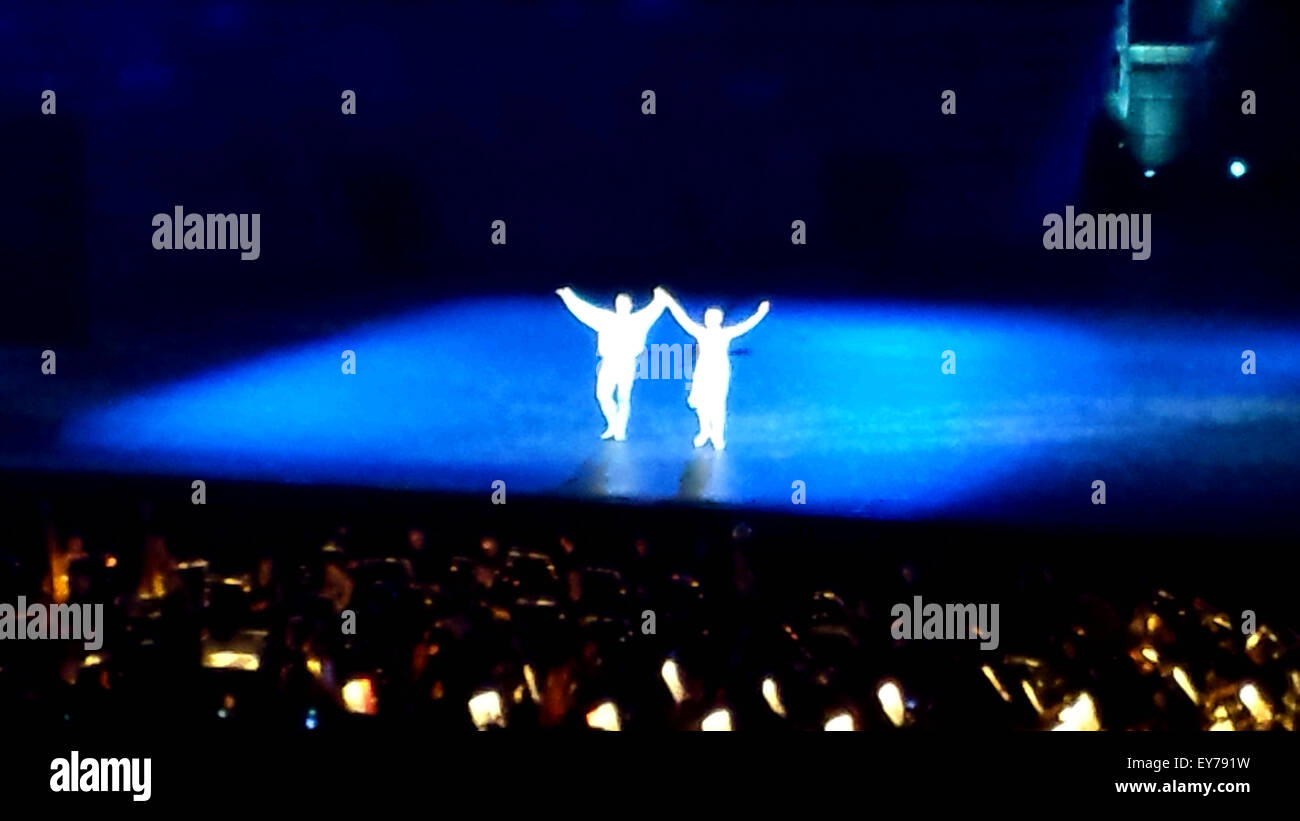 the two ghosts in the theater greet the audience after their performance Stock Photo