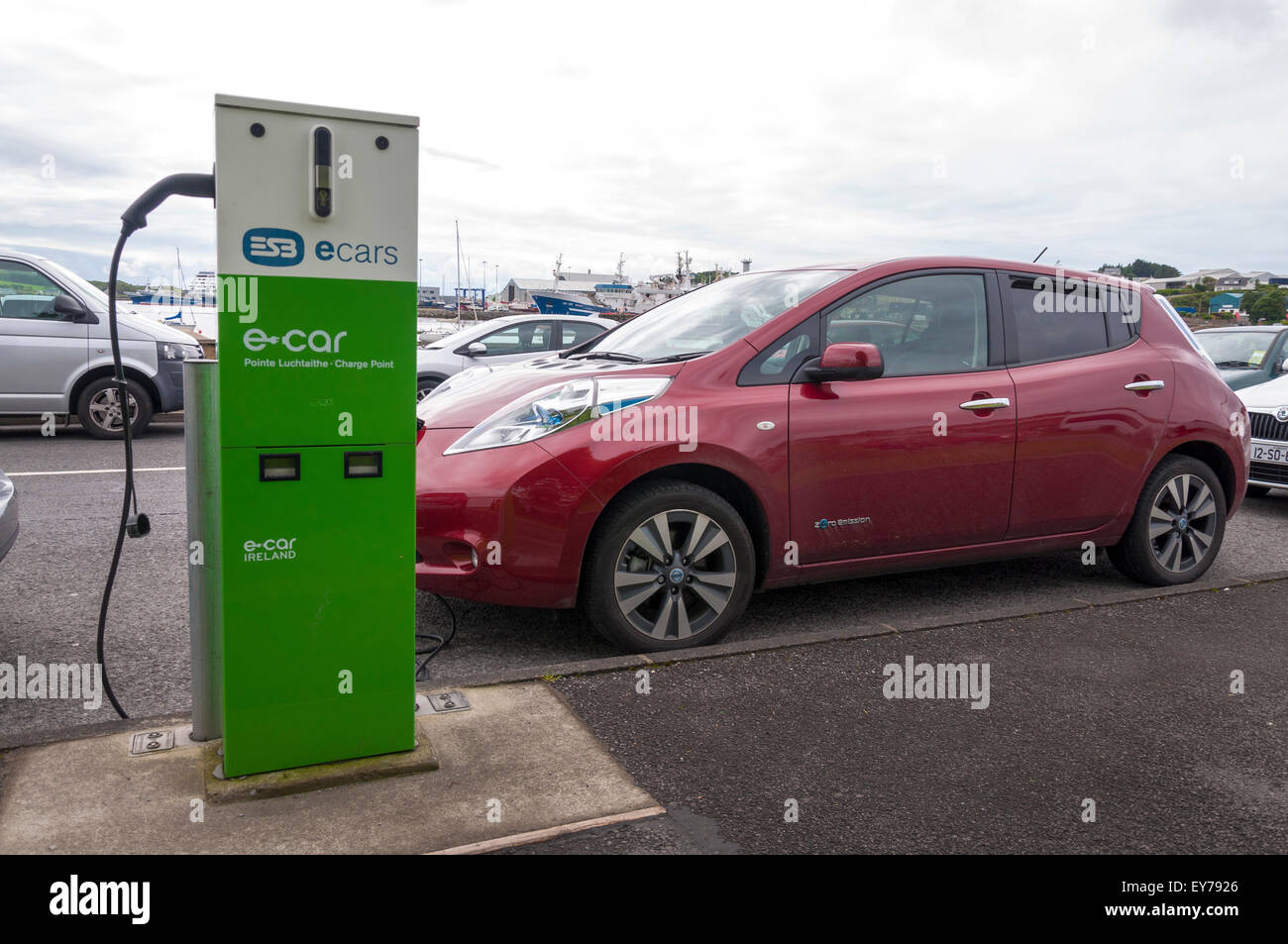 ESB e-car charge point in Killybegs, County Donegal, Ireland Stock Photo