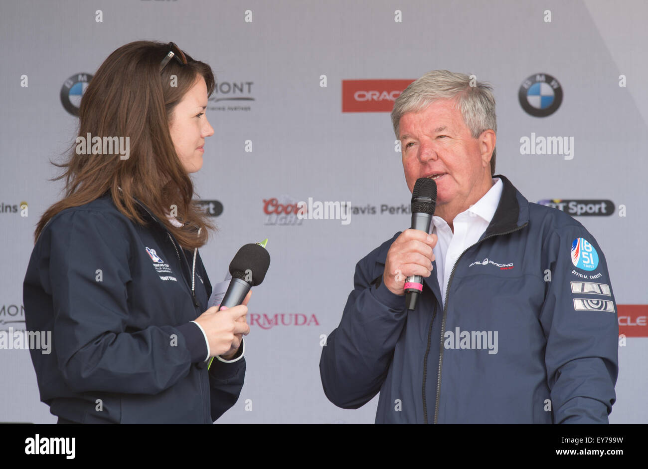 Portsmouth, UK. 23rd July 2015. Sir Keith Mills is interviewed about his aspirations for the America's Cup and for Ben Ainslie Racing. Credit:  MeonStock/Alamy Live News Stock Photo