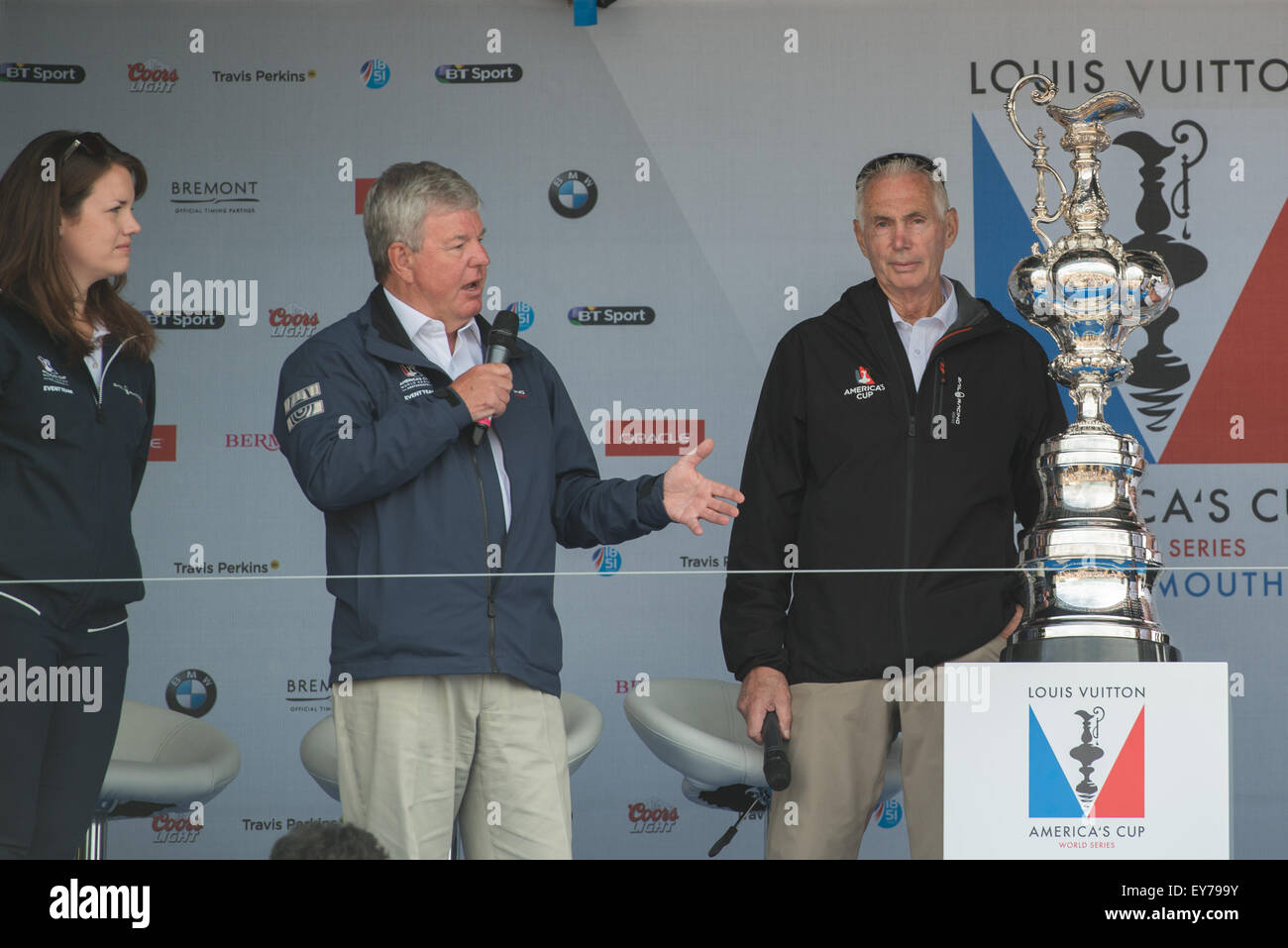 Portsmouth, UK. 23rd July 2015. Sir Keith Mills is interviewed about his aspirations for the America's Cup and for Ben Ainslie Racing. Credit:  MeonStock/Alamy Live News Stock Photo