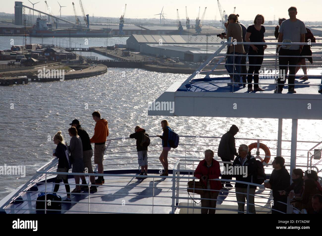 passengers on Pride of Hull P&O ferry arriving Hull from Rotterdam