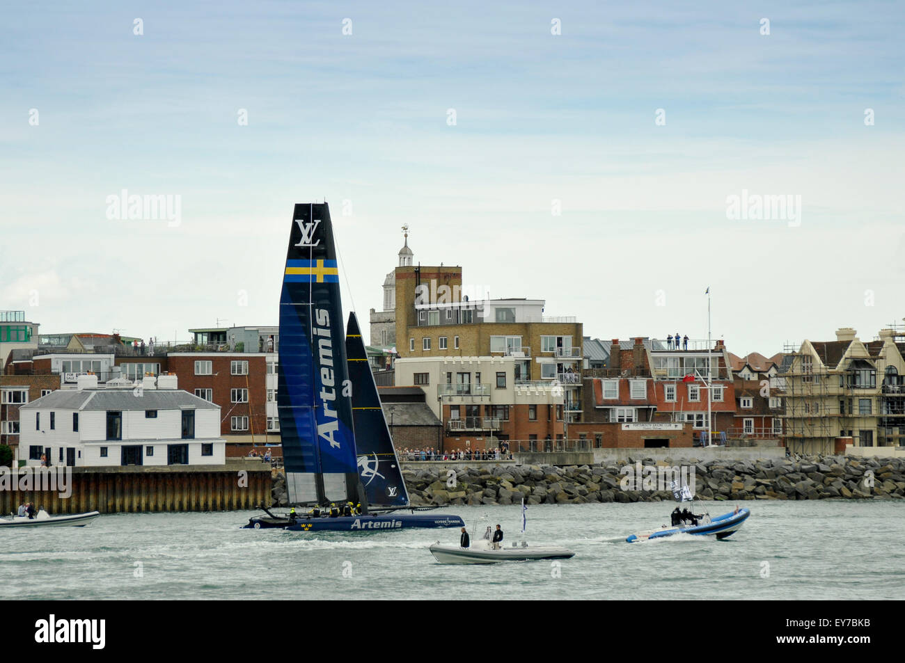 Portsmouth, UK. 23rd July, 2015. The Sail Past at the America’s Cup