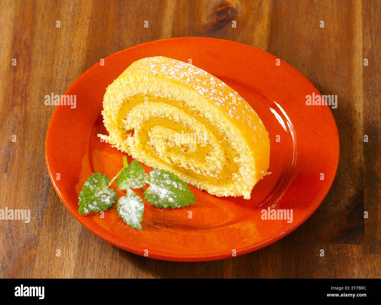 Swiss roll with peanut butter cream filling Stock Photo