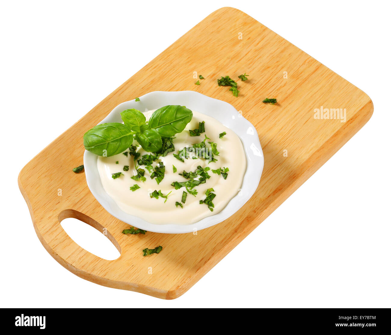 MayoSour Cream Dressing with chopped parsley Stock Photo Alamy