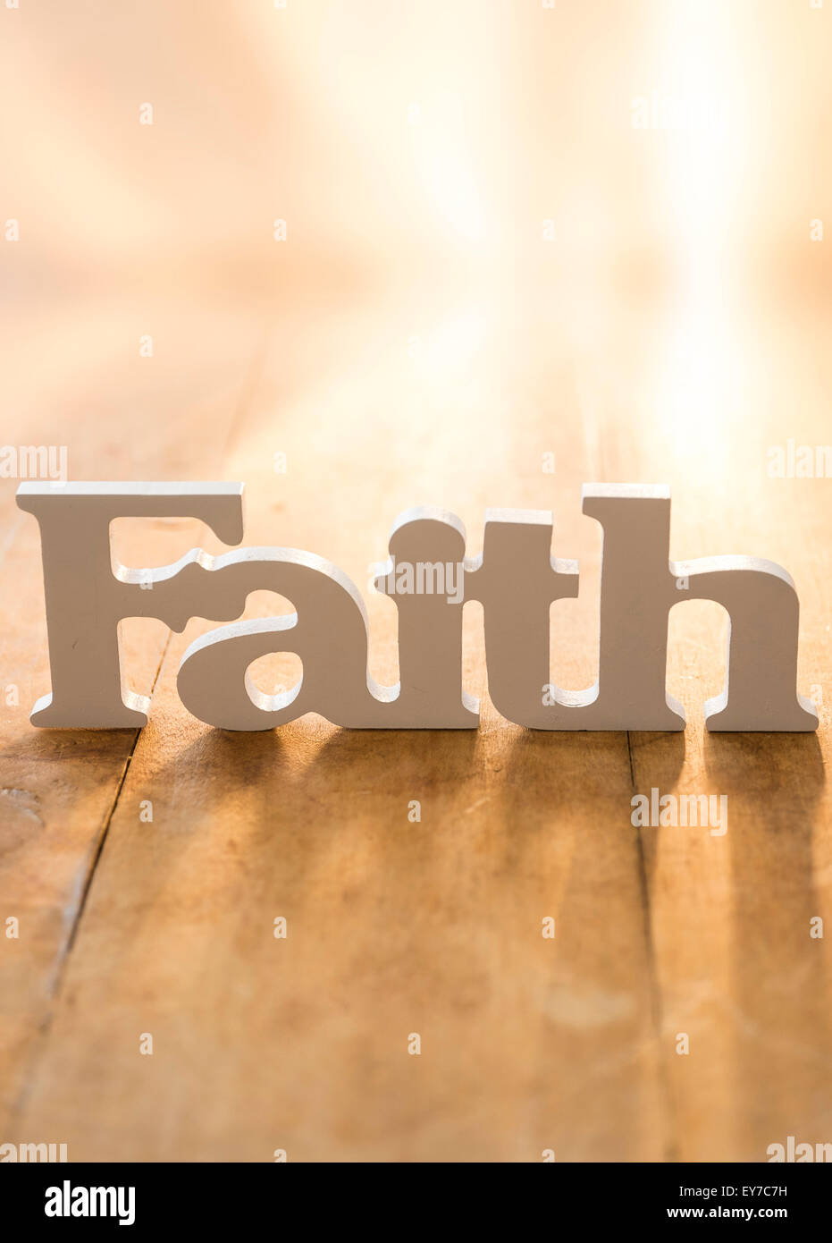 View of single word 'faith' Stock Photo