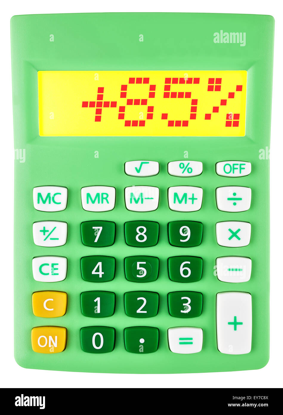 Calculator with 85 on display on white background Stock Photo