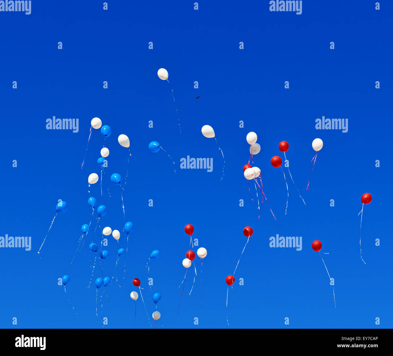 the balloons flying in the blue sky Stock Photo