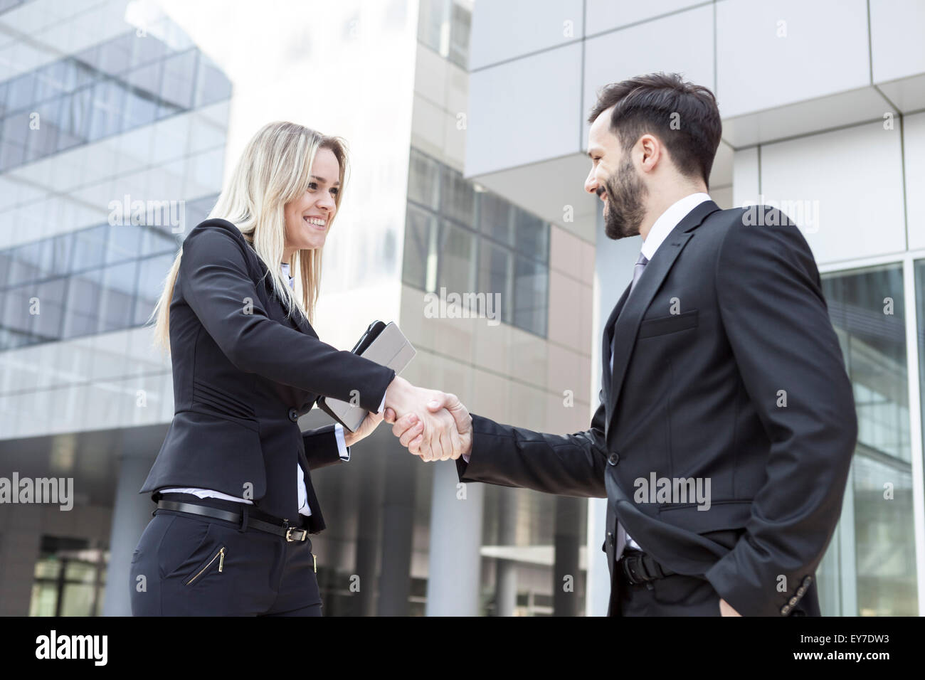 Business partners shaking hands Stock Photo