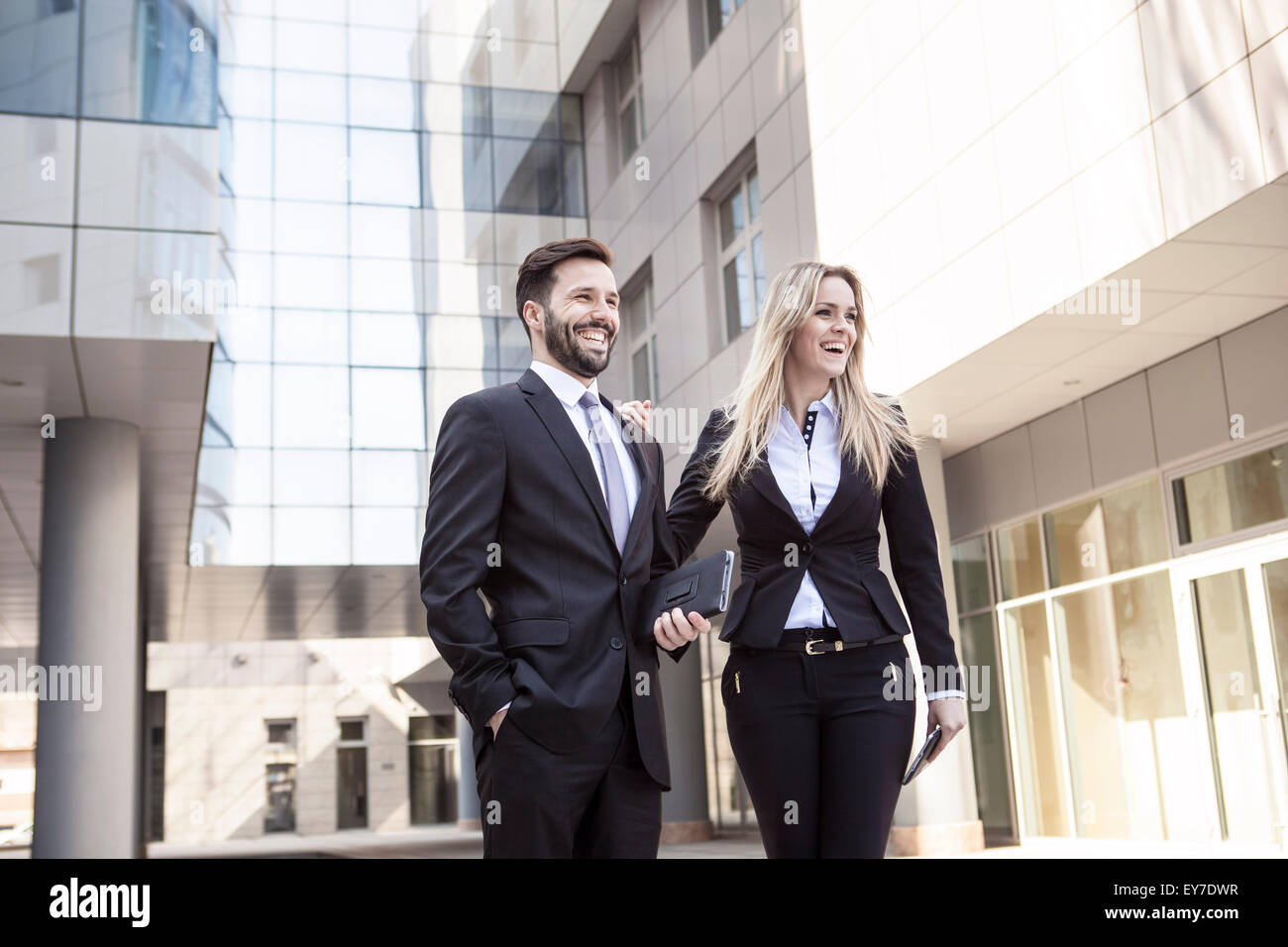 Business partners laughing Stock Photo