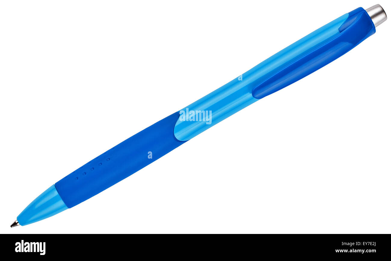 the blue ballpoint pen isolated on white background Stock Photo - Alamy