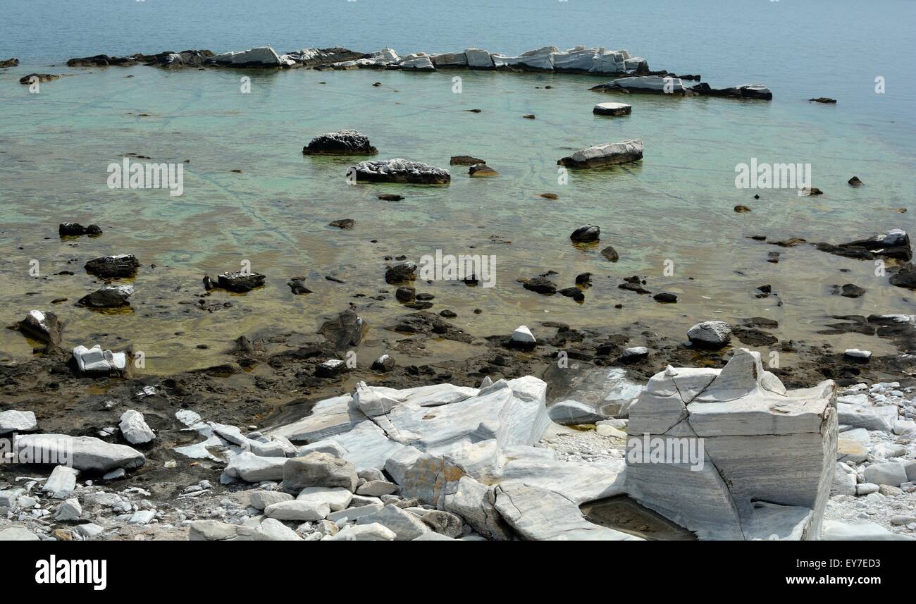 White marble rocks on Thassos Island,Greece Stock Photo - Alamy