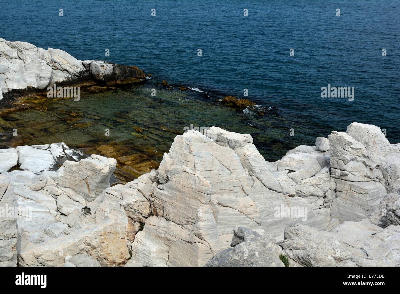 White marble rocks on Thassos Island,Greece Stock Photo - Alamy