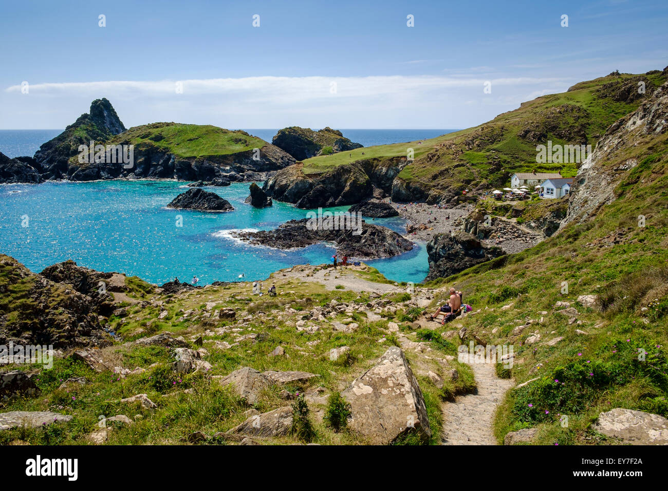 Path down to Kynance Cove beach, Lizard Peninsula, Cornwall, England ...