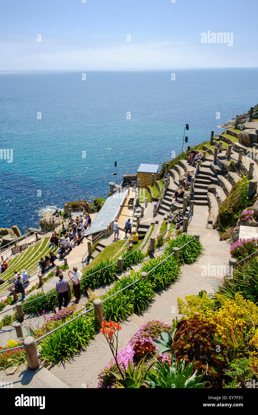 The Minack Theatre overlooking the sea at Porthcurno near Penzance, Cornwall, England, UK Stock Photo