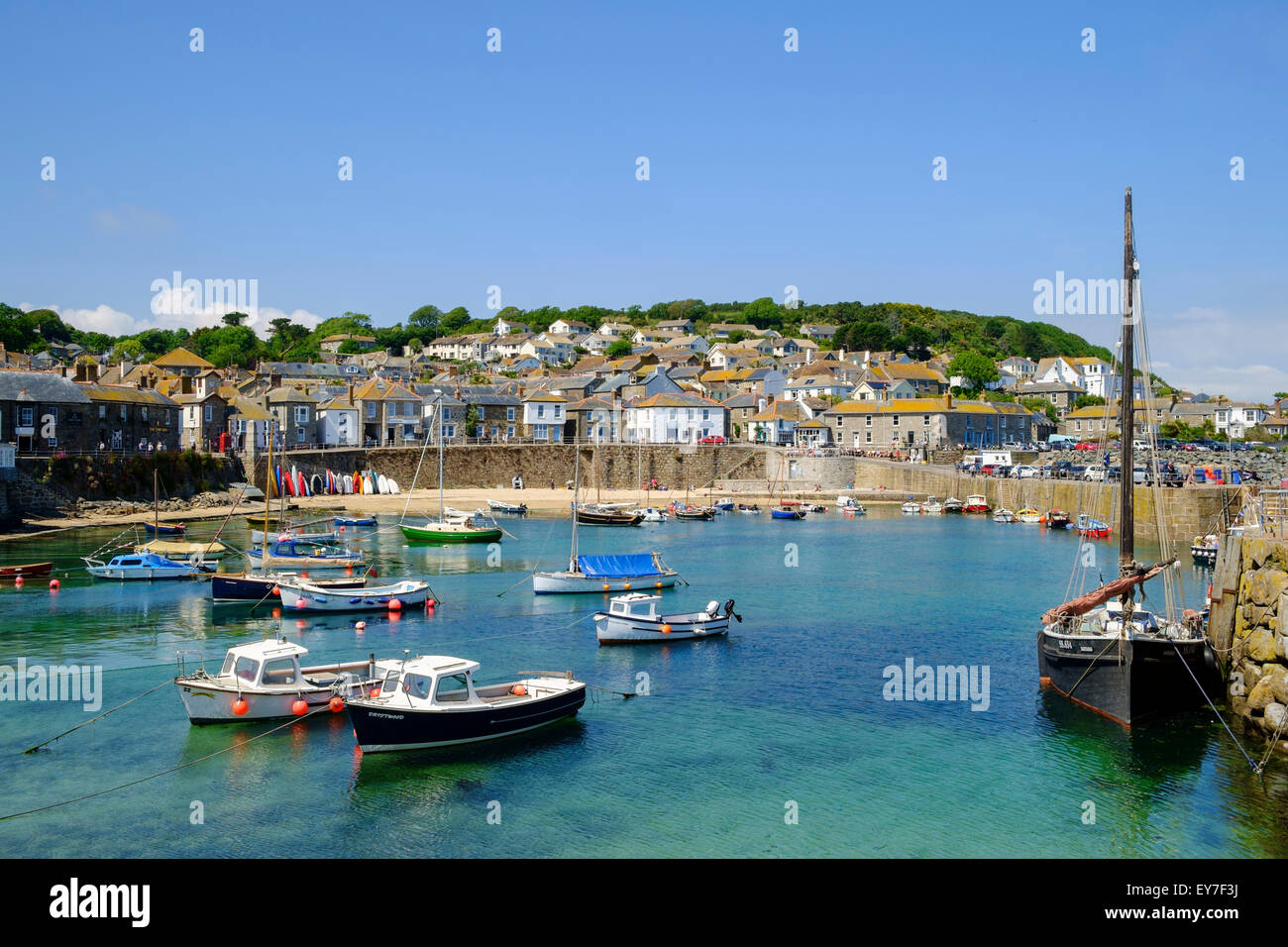 Old fishing village of Mousehole and harbour, West Cornwall, England, UK Stock Photo